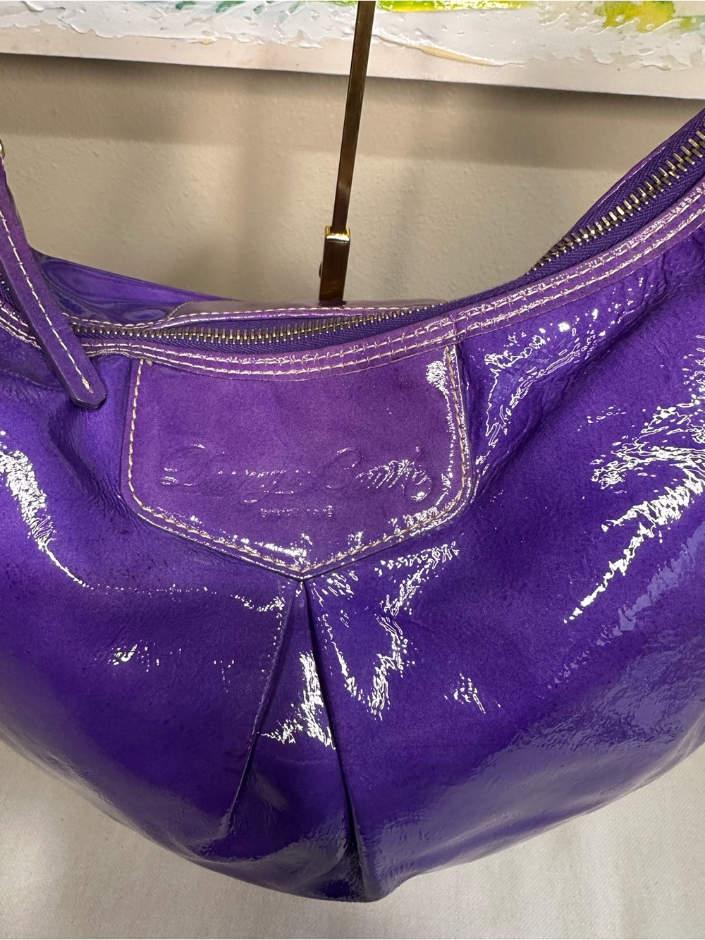 Dooney & Bourke Luisa Purple Patent Leather Shoulder Hobo Bag - Picture 2 of 15
